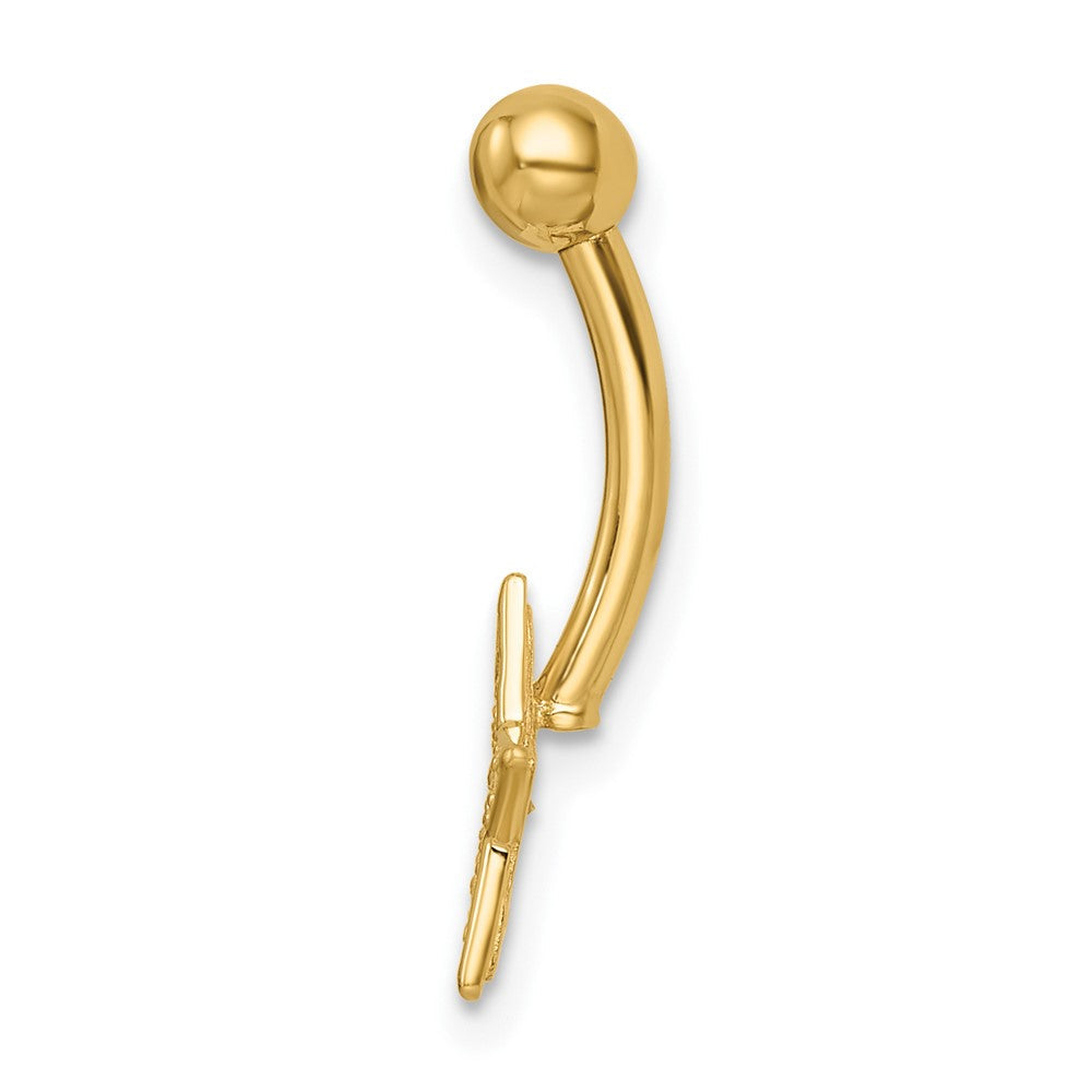 14K Gelbgold 14 Stärke Poliert Zirkonia Stern Belly Ring