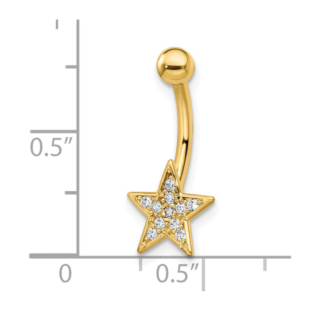 14K Gelbgold 14 Stärke Poliert Zirkonia Stern Belly Ring
