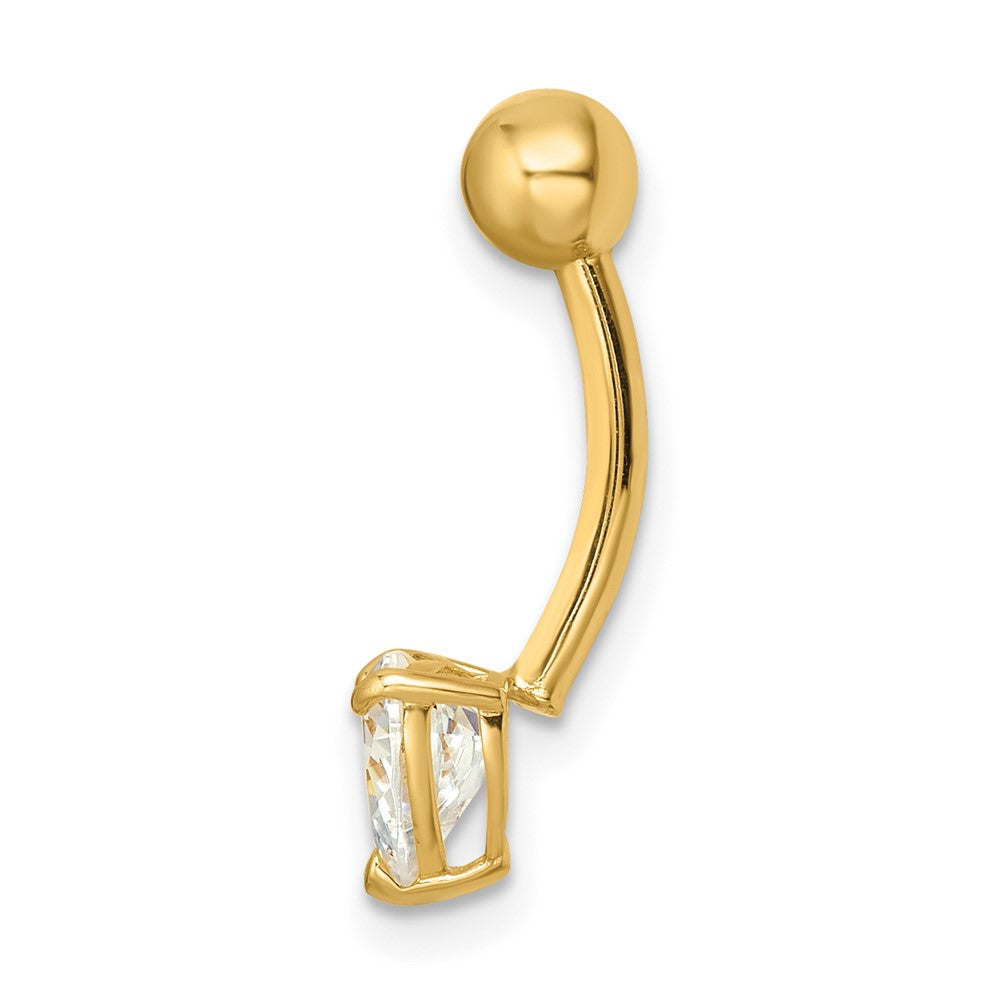 14K Gelbgold 14 Stärke Herz Geformt Zirkonia Belly Ring