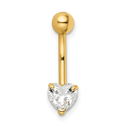 14K Gelbgold 14 Stärke Herz Geformt Zirkonia Belly Ring