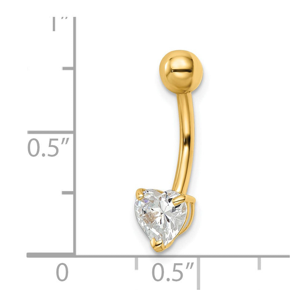 14K Gelbgold 14 Stärke Herz Geformt Zirkonia Belly Ring