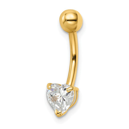 14K Gelbgold 14 Stärke Herz Geformt Zirkonia Belly Ring