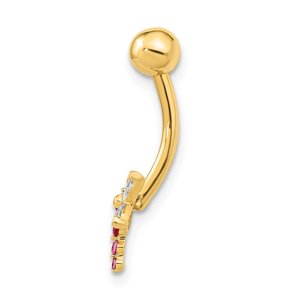 14K Gelbgold 14 Stärke Libelle Zirkonia Belly/navel Ring Body Schmuck