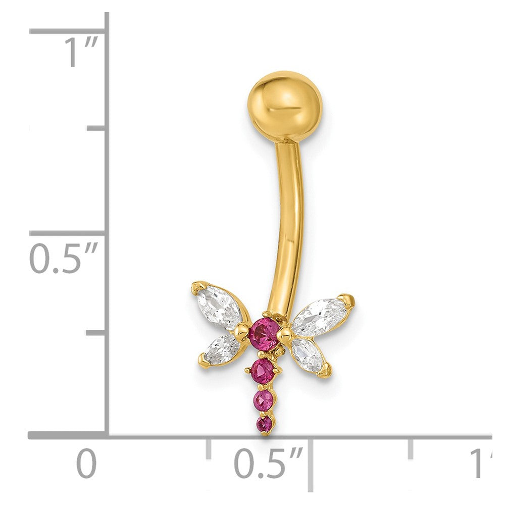 14K Gelbgold 14 Stärke Libelle Zirkonia Belly/navel Ring Body Schmuck