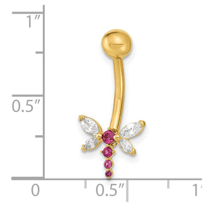 14K Gelbgold 14 Stärke Libelle Zirkonia Belly/navel Ring Body Schmuck