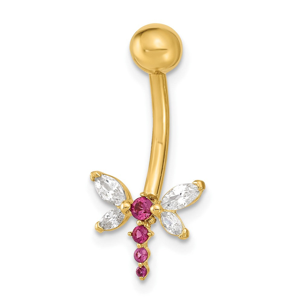 14K Gelbgold 14 Stärke Libelle Zirkonia Belly/navel Ring Body Schmuck