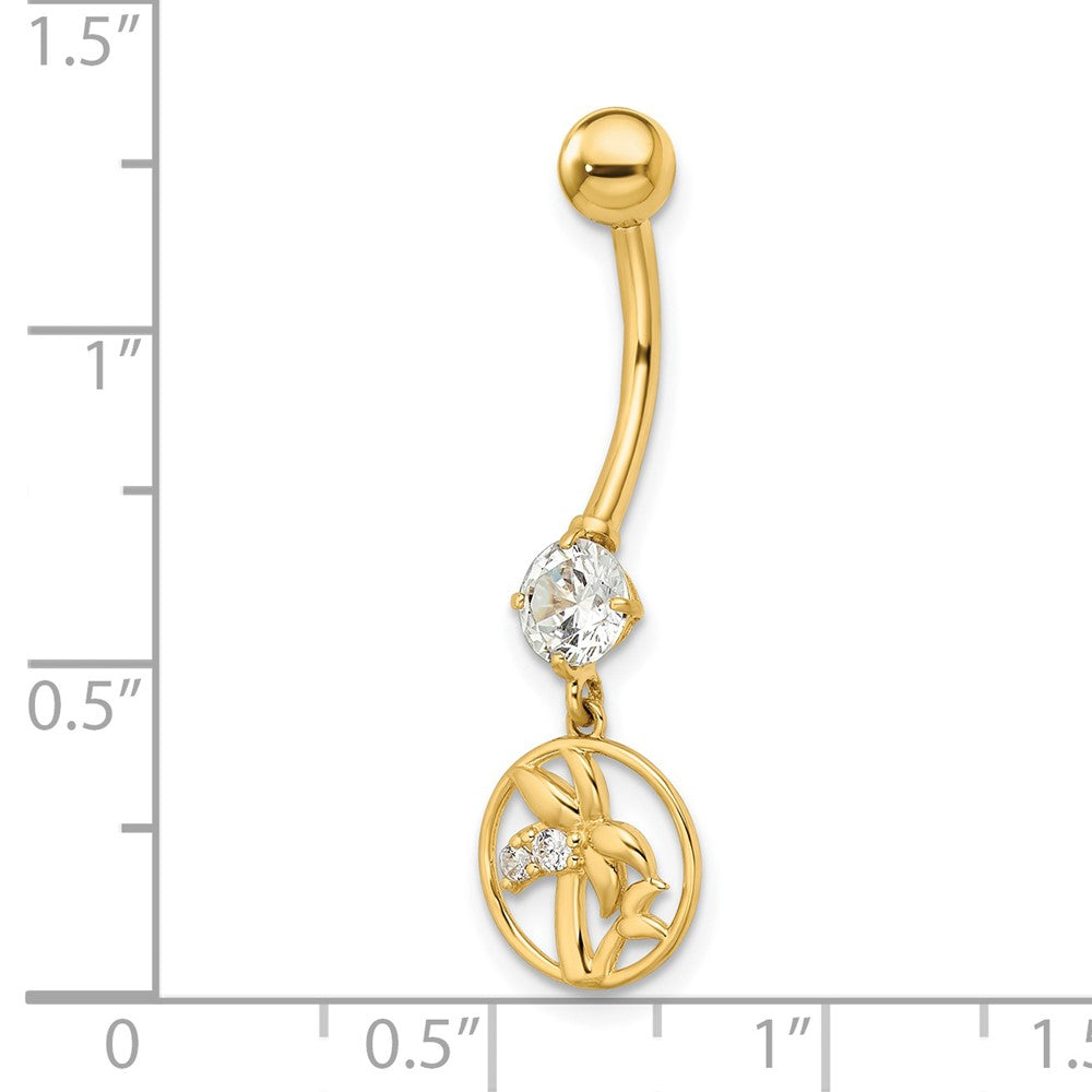 14K Gelbgold 14 Stärke Zirkonia Palme Trees Belly Ring