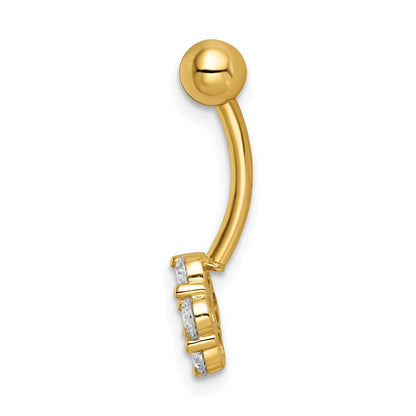 14K Gelbgold 14 Stärke Zirkonia Blume Belly Ring