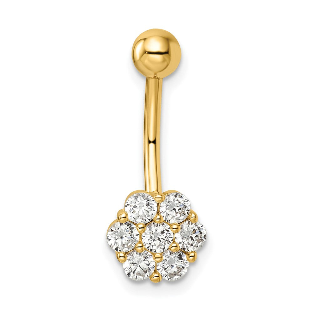 14K Gelbgold 14 Stärke Zirkonia Blume Belly Ring