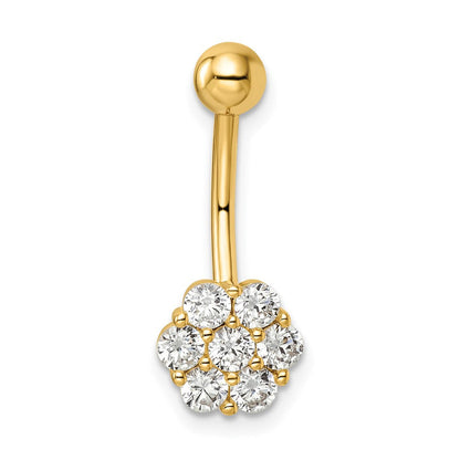 14K Gelbgold 14 Stärke Zirkonia Blume Belly Ring