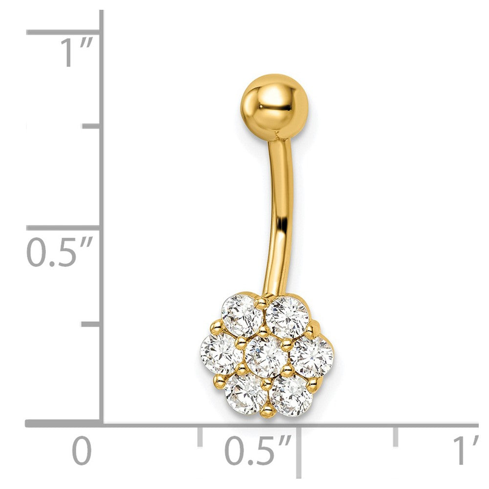 14K Gelbgold 14 Stärke Zirkonia Blume Belly Ring