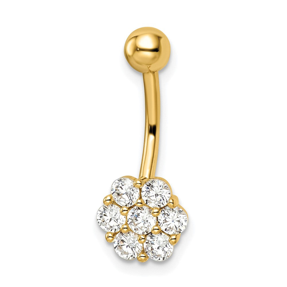 14K Gelbgold 14 Stärke Zirkonia Blume Belly Ring