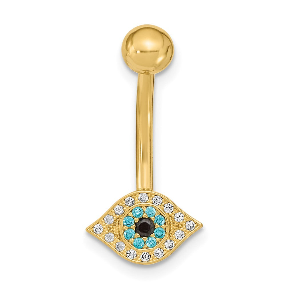 14K Gelbgold 14 Stärke Auge Zirkonia Belly/navel Ring Body Schmuck
