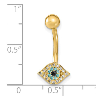 14K Gelbgold 14 Stärke Auge Zirkonia Belly/navel Ring Body Schmuck
