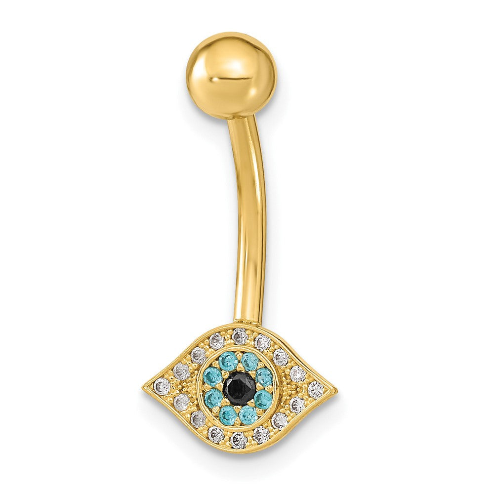 14K Gelbgold 14 Stärke Auge Zirkonia Belly/navel Ring Body Schmuck