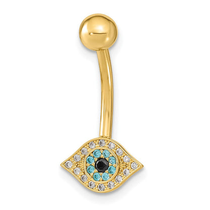 14K Gelbgold 14 Stärke Auge Zirkonia Belly/navel Ring Body Schmuck