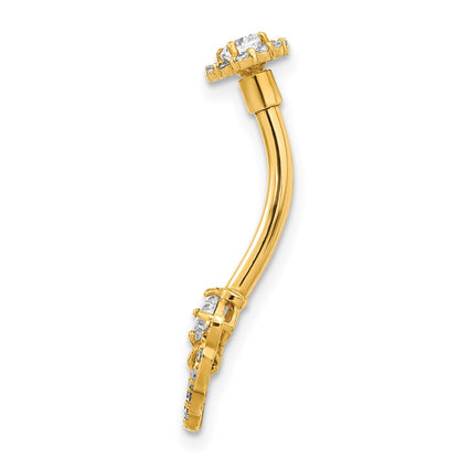 14K Gelbgold 14 Stärke Engel Flügel Zirkonia Belly/navel Ring Body Schmuck