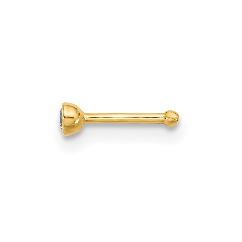 14K Gelbgold Poliert Zirkonia Zargenfassung Nasen Ohrstecker