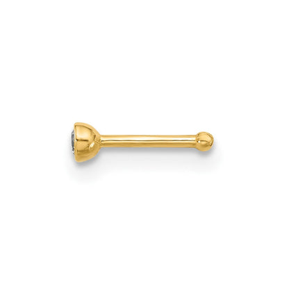 14K Gelbgold Poliert Zirkonia Zargenfassung Nasen Ohrstecker