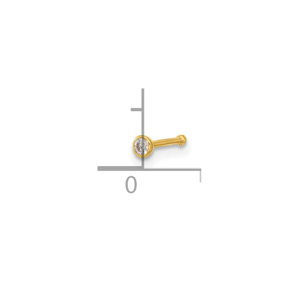 14K Gelbgold Poliert Zirkonia Zargenfassung Nasen Ohrstecker