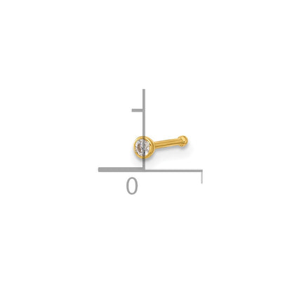 14K Gelbgold Poliert Zirkonia Zargenfassung Nasen Ohrstecker