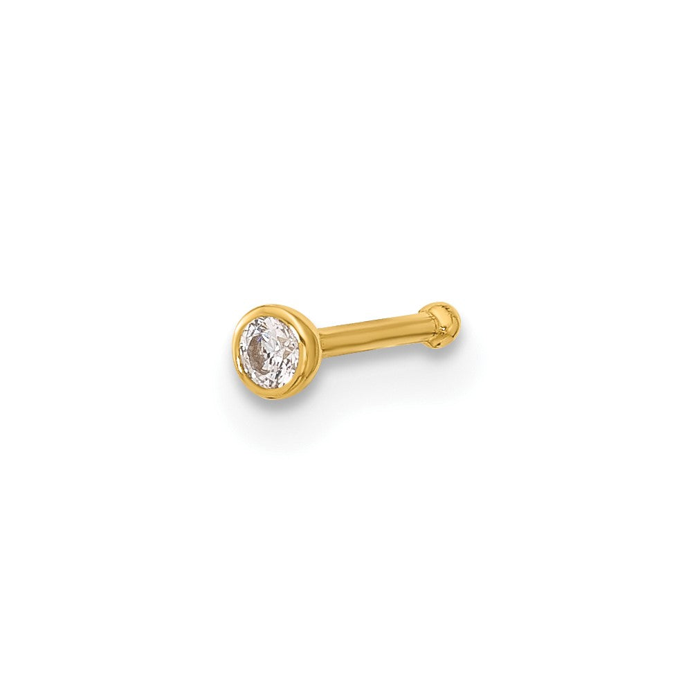 14K Gelbgold Poliert Zirkonia Zargenfassung Nasen Ohrstecker