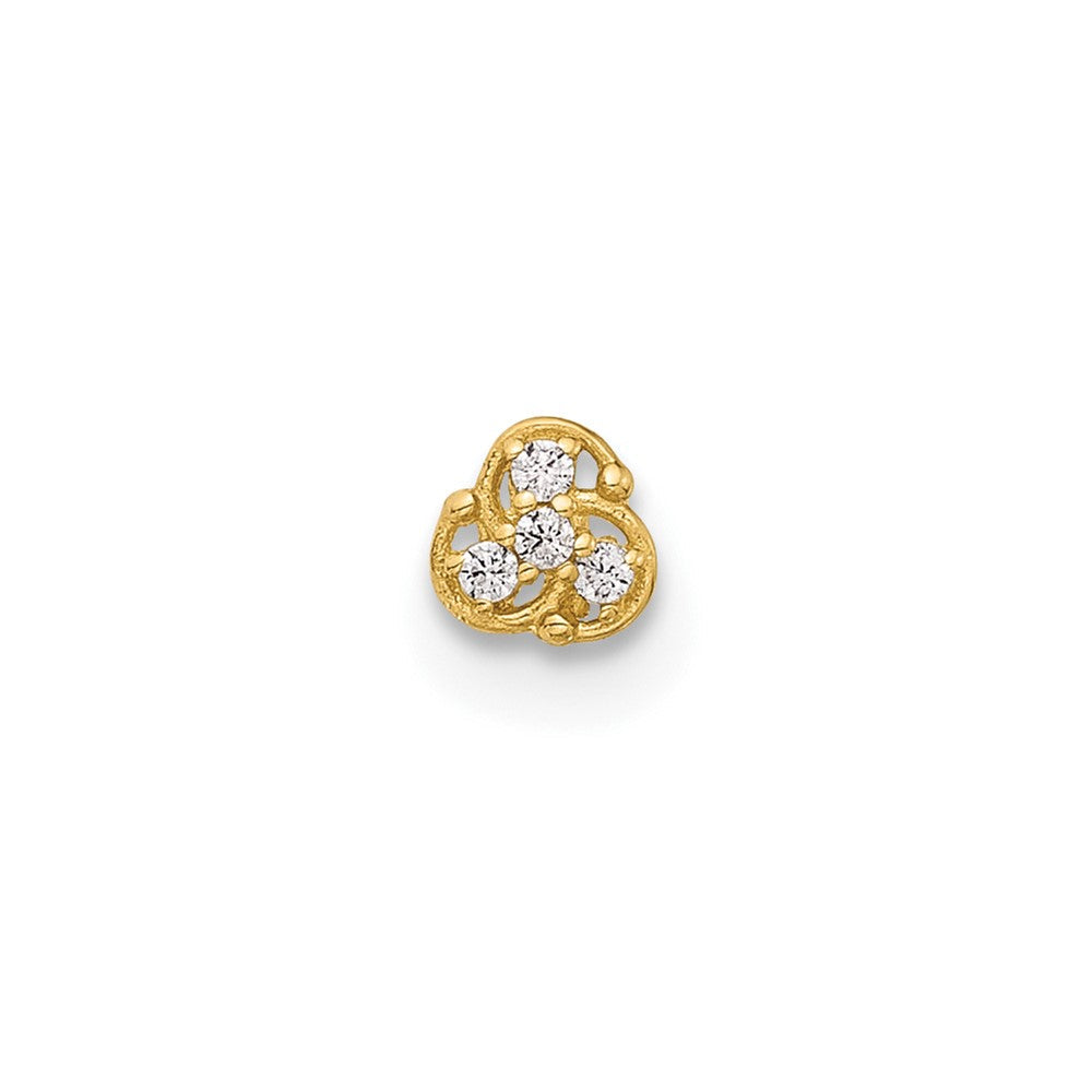 14K Gelbgold Poliert Zirkonia Nasen Ohrstecker