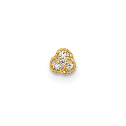 14K Gelbgold Poliert Zirkonia Nasen Ohrstecker