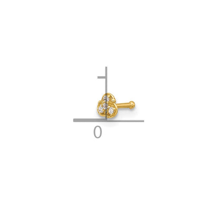 14K Gelbgold Poliert Zirkonia Nasen Ohrstecker