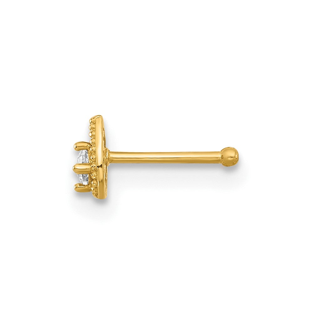 14K Gelbgold Poliert Zirkonia Tropfen Nasen Ohrstecker