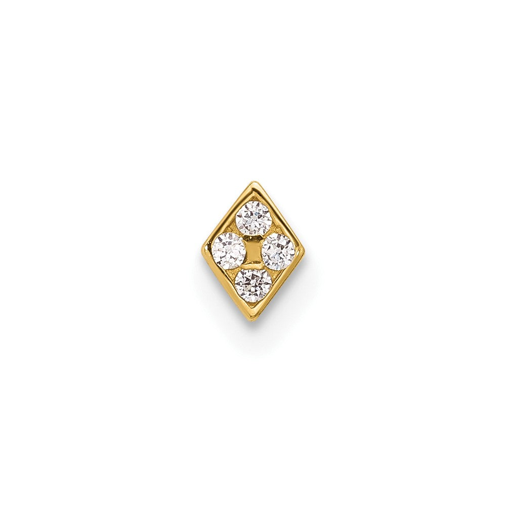 14K Gelbgold Poliert Zirkonia Diamant Geformt Nasen Ohrstecker