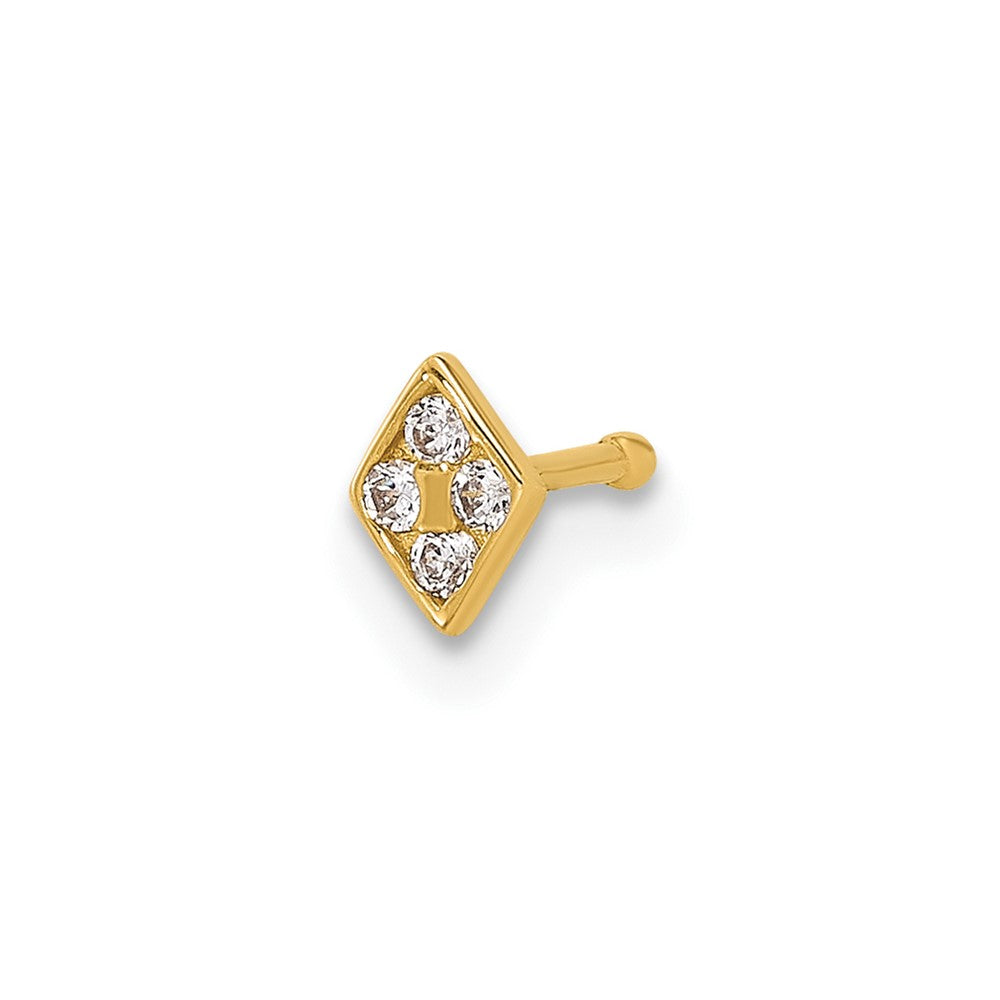 14K Gelbgold Poliert Zirkonia Diamant Geformt Nasen Ohrstecker