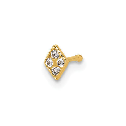 14K Gelbgold Poliert Zirkonia Diamant Geformt Nasen Ohrstecker