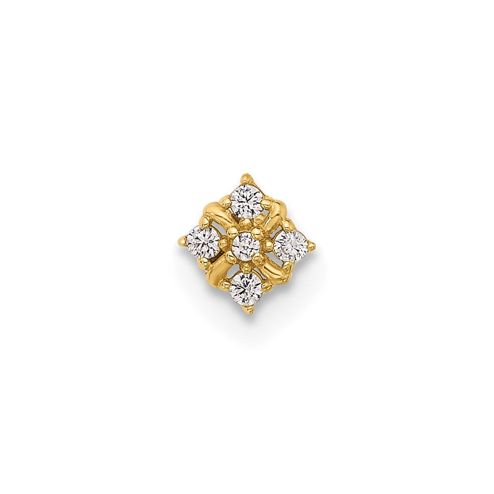 14K Gelbgold Poliert Zirkonia Nasen Ohrstecker