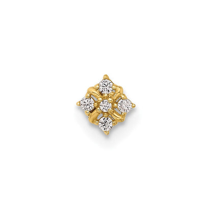 14K Gelbgold Poliert Zirkonia Nasen Ohrstecker