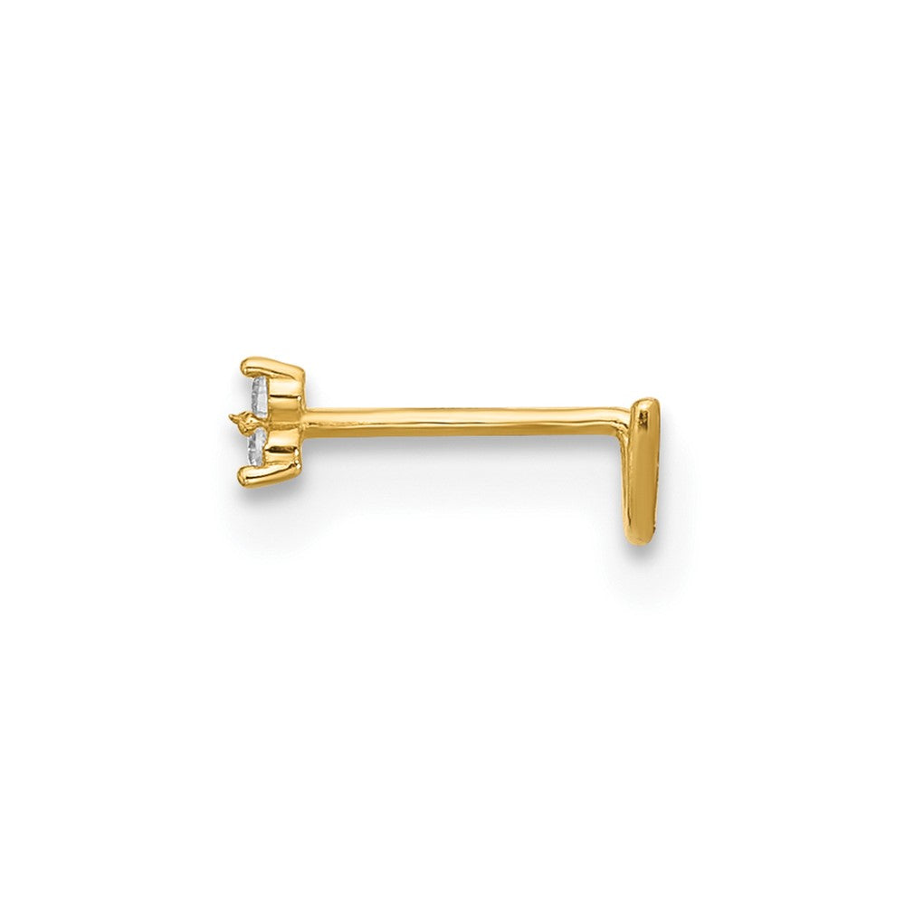 14K Gelbgold Poliert Zirkonia Dreieck Nasen Ohrstecker