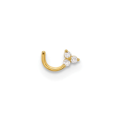 14K Gelbgold Poliert Zirkonia Dreieck Nasen Ohrstecker