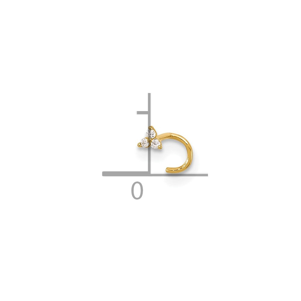 14K Gelbgold Poliert Zirkonia Dreieck Nasen Ohrstecker