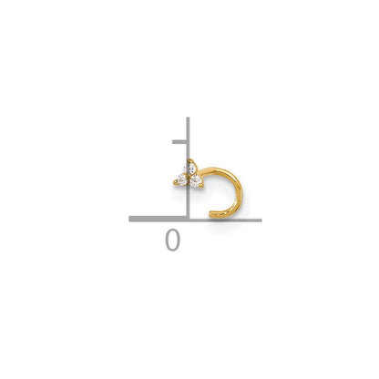 14K Gelbgold Poliert Zirkonia Dreieck Nasen Ohrstecker