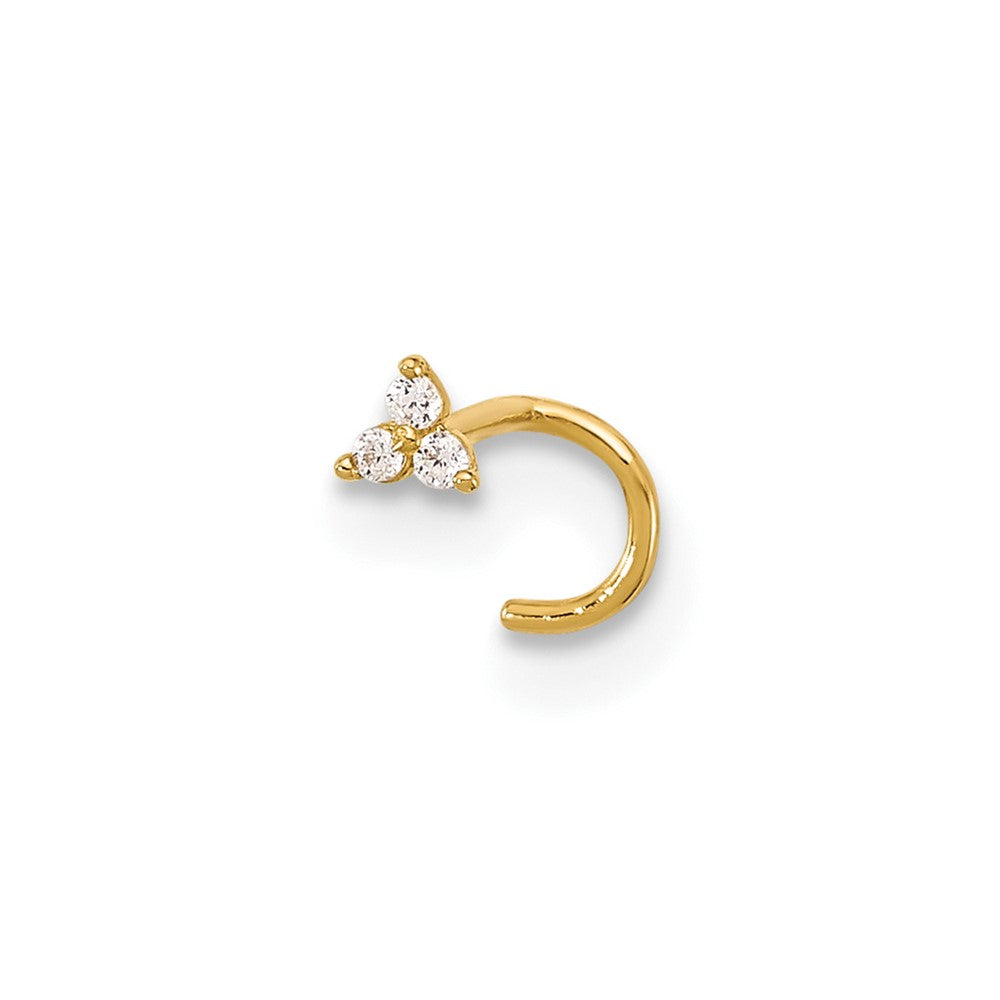 14K Gelbgold Poliert Zirkonia Dreieck Nasen Ohrstecker
