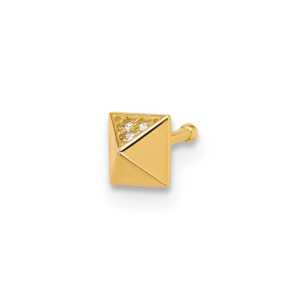 14K Gelbgold Poliert Zirkonia Nasen Ohrstecker