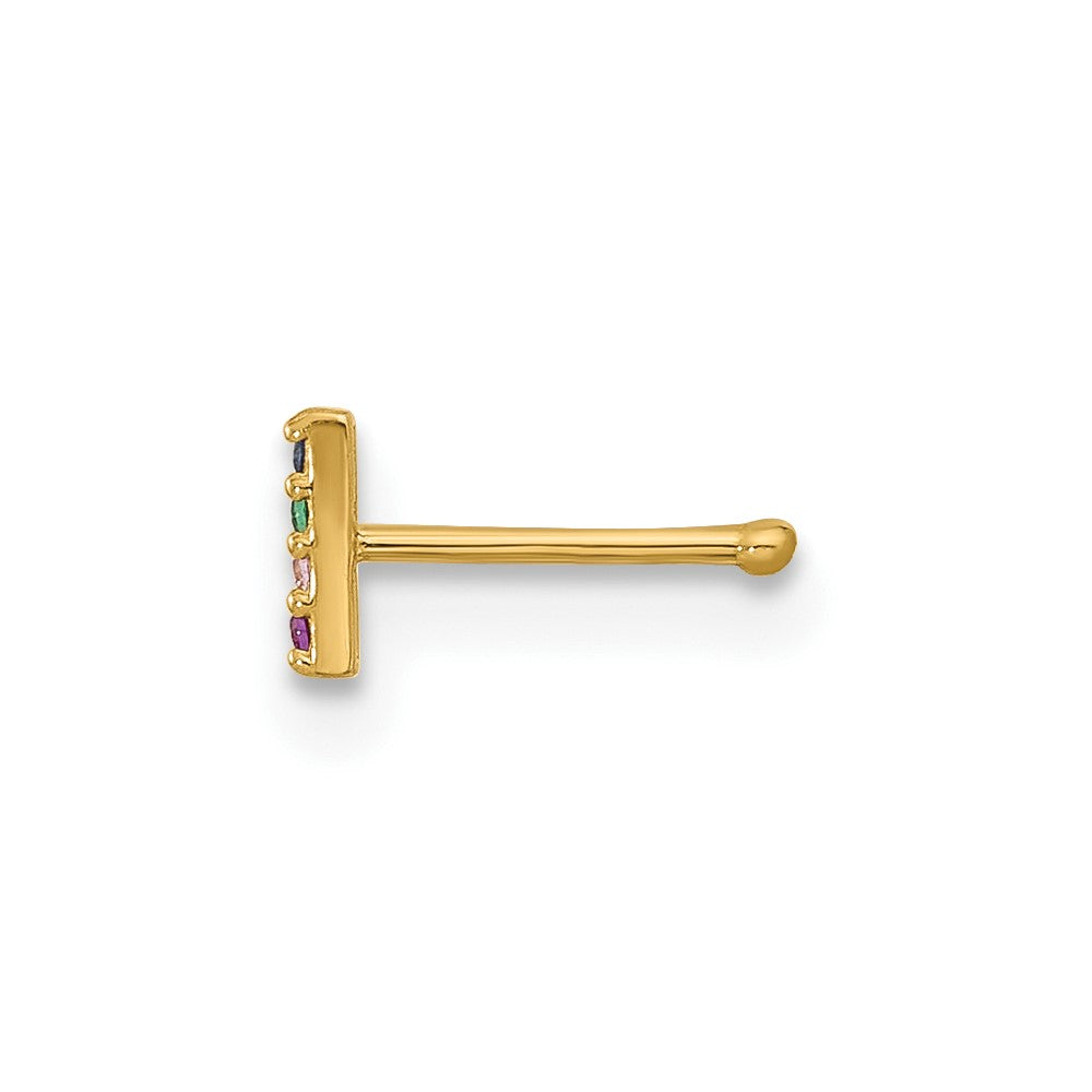 14K Gelbgold Poliert Mehrfarbig Zirkonia Stab Nasen Ohrstecker