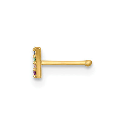 14K Gelbgold Poliert Mehrfarbig Zirkonia Stab Nasen Ohrstecker