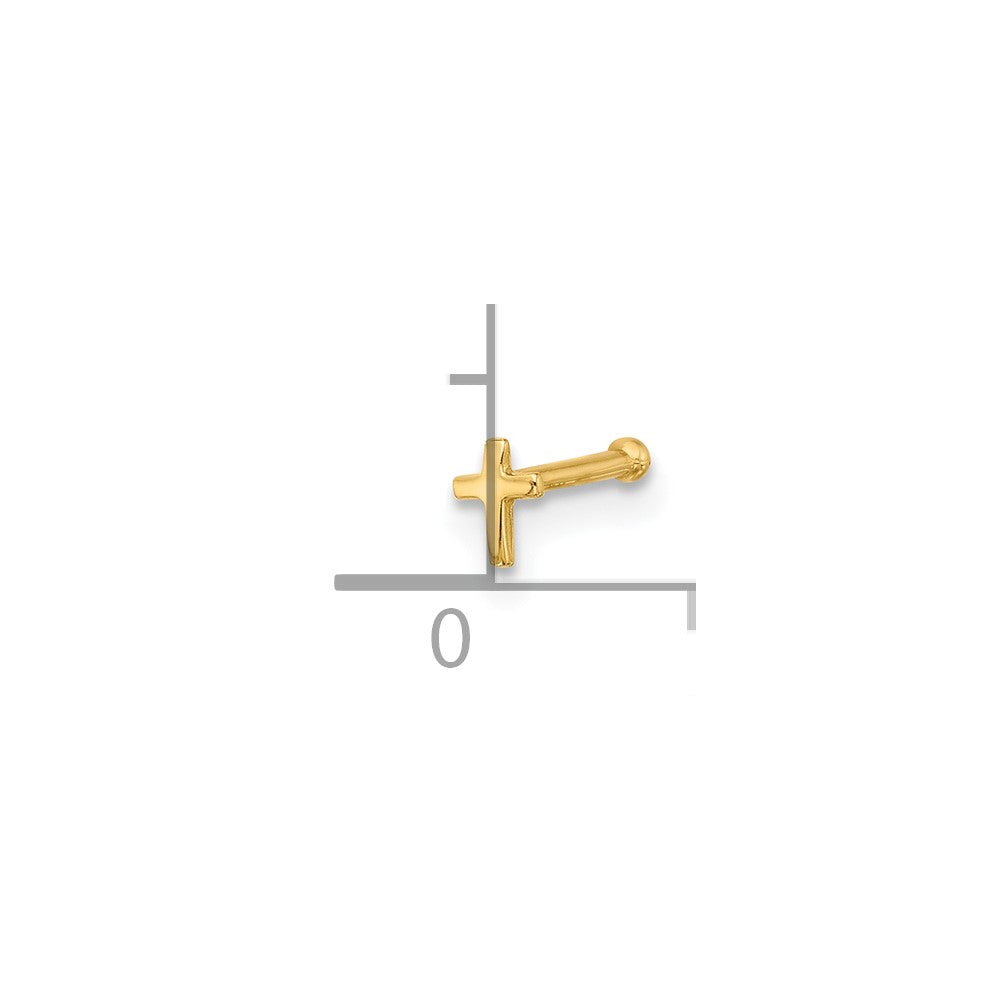 14K Gelbgold Poliert Kreuz Nasen Ohrstecker