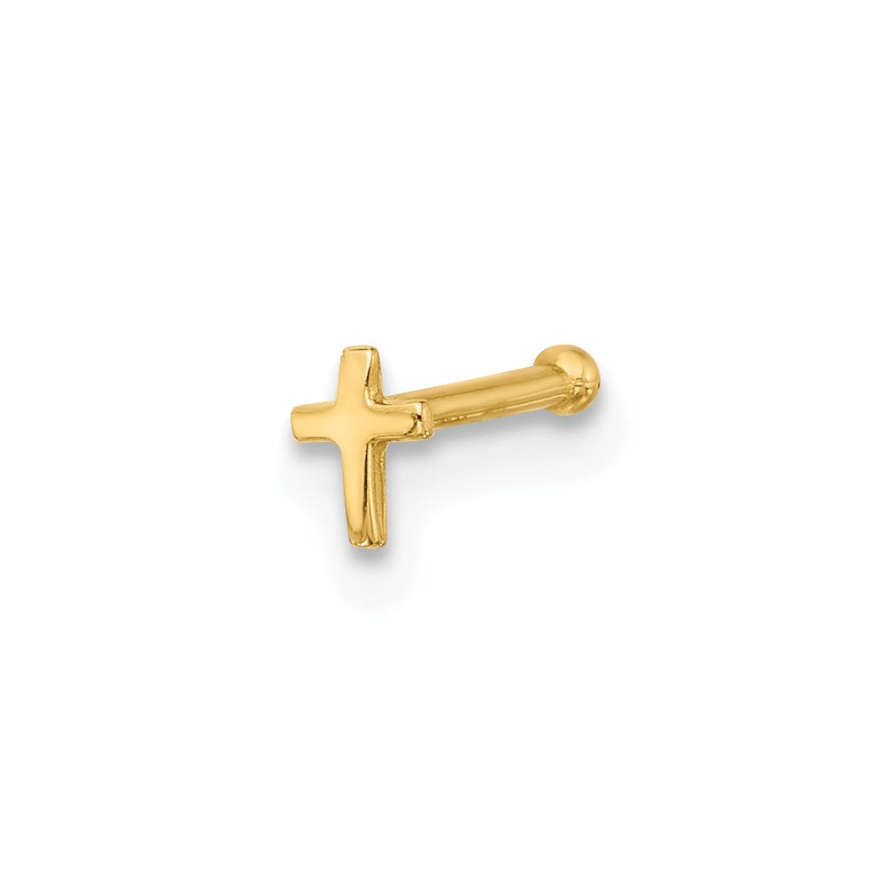 14K Gelbgold Poliert Kreuz Nasen Ohrstecker