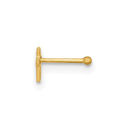 14K Gelbgold Poliert Kreuz Nasen Ohrstecker