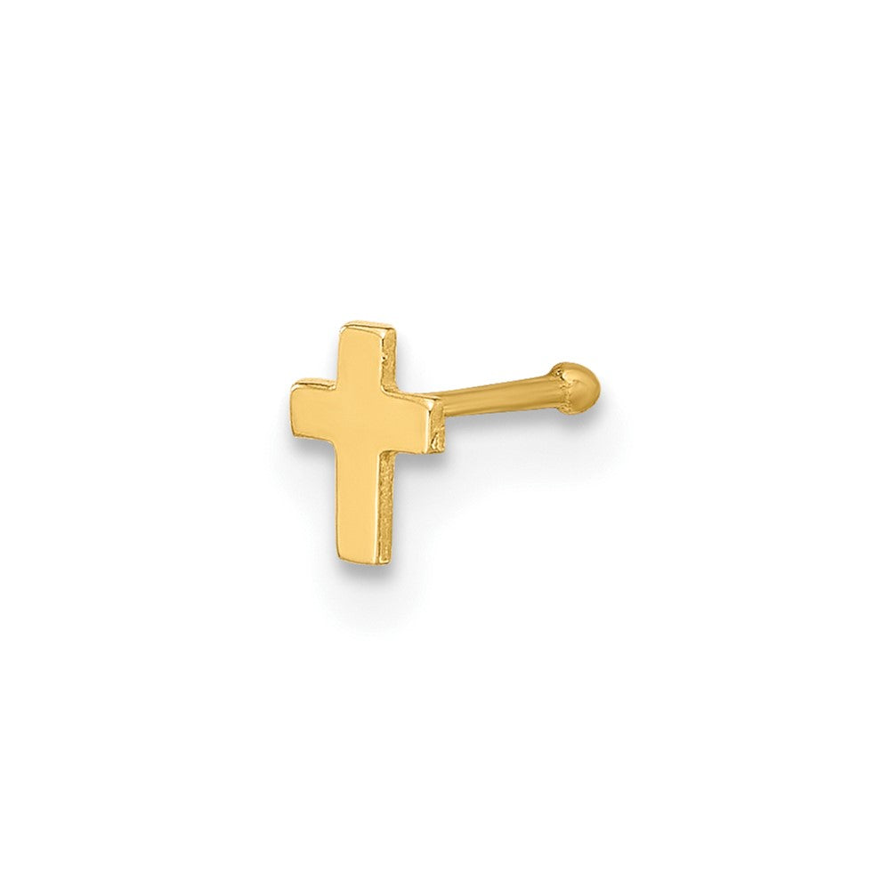 14K Gelbgold Poliert Kreuz Nasen Ohrstecker