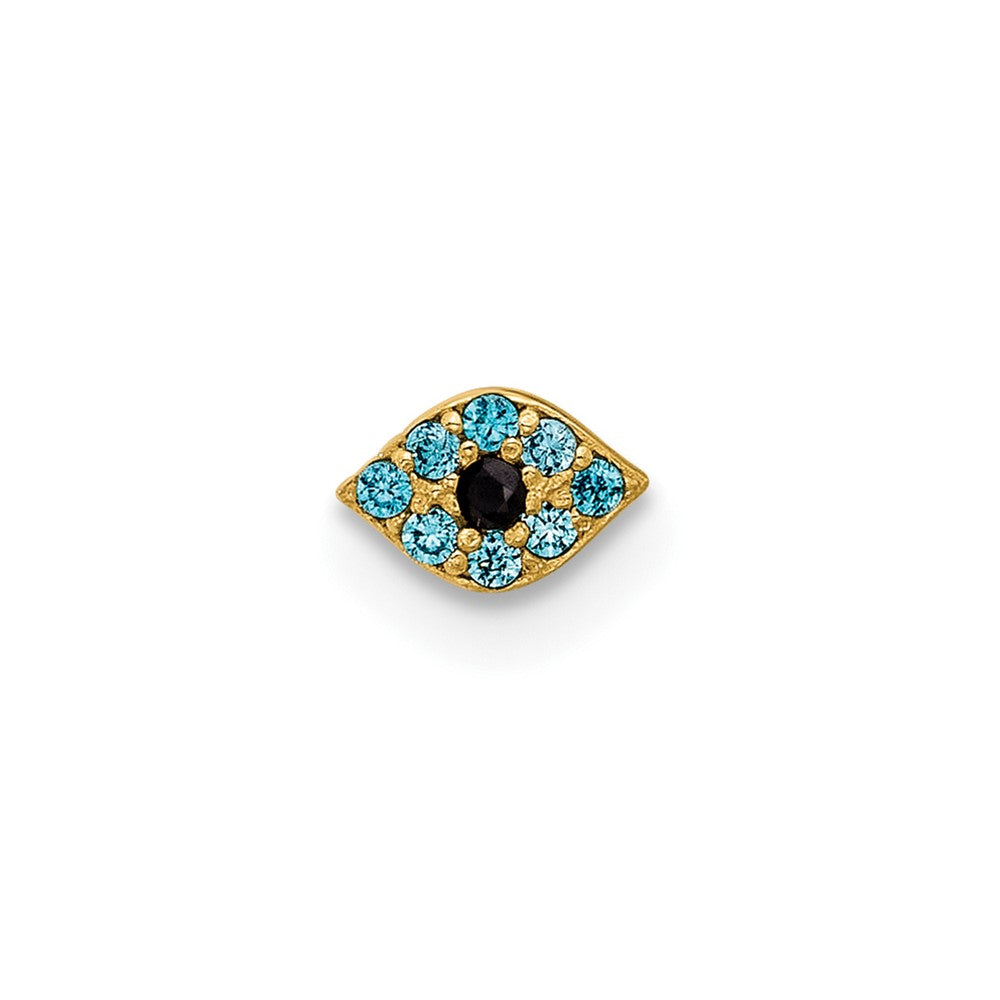 14K Gelbgold Poliert Blau Zirkonia Böse Auge Nasen Ohrstecker