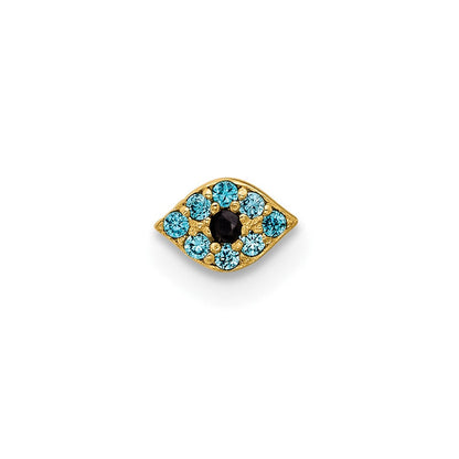 14K Gelbgold Poliert Blau Zirkonia Böse Auge Nasen Ohrstecker
