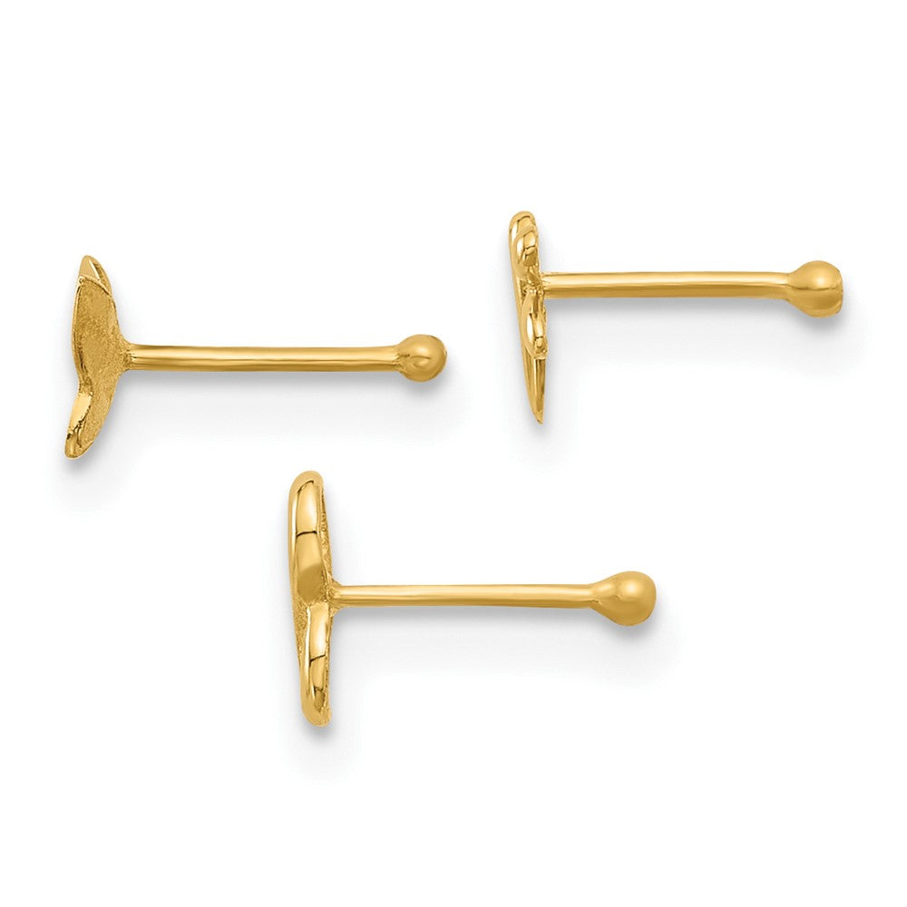 14K Gelbgold Poliert Unendlichkeit Symbol, Libelle und Schmetterling Nasen Ohrstecker